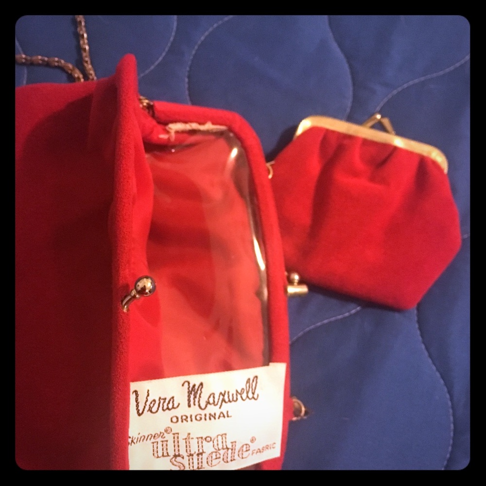 Vera Marshall suede handbag and change purse